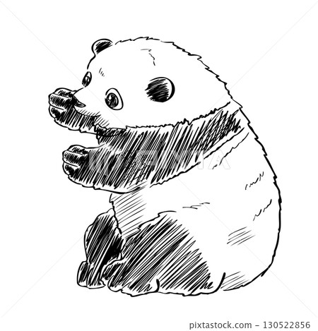 Hand Drawn Panda Sitting On Floor Cartoon Vector Illustration 130522856