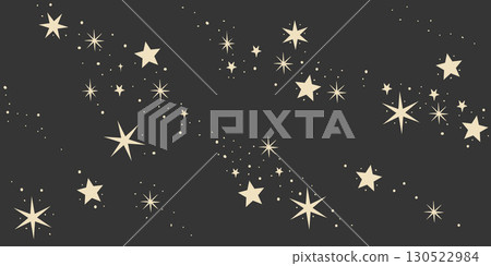 Seamless vector pattern of starry sky for astrology, tarot, mysticism. Stars on black background. Night sky and space banner for printing. 130522984