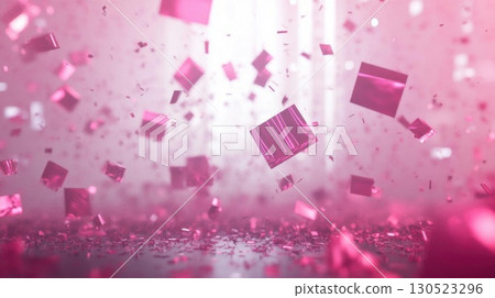 Pink Confetti Falling with Soft Light. 130523296