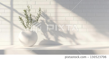 Minimalist plant with white wall. Minimalist plant with white wall. 130523706