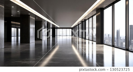 Modern Office Corridor Skyline View. 130523725