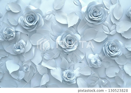 Pastel Paper Roses  Leaves. 130523828