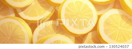 Lots of sliced lemons, cartoon style 130524037