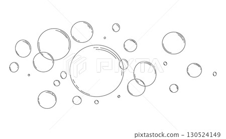 Bubbles fizzy foam doodle sketch hand drawn. Line shampoo bubbles, champagne gas linear. Water balls. sparkles. 130524149