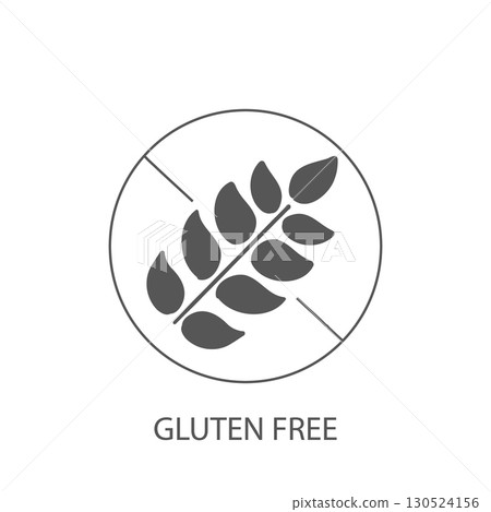 Gluten free icon, dietary food badge. Minimal line grain organic design. Gluten free sign or stamp. No Wheat symbol. 130524156