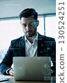 Businessman with laptop and virtual interface 130524251