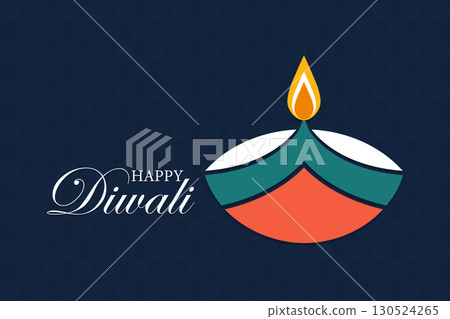Happy Diwali Festival Colorful Oil Diya 130524265