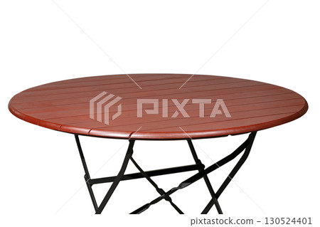 Round table with metal folding legs. 130524401