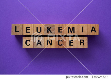 Leukemia cancer words written on wooden blocks forming a leukemia cancer diagnosis 130524868