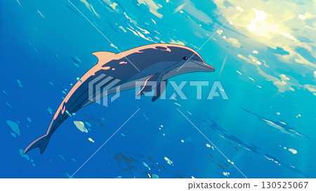 海裡的海豚，動漫風格 130525067