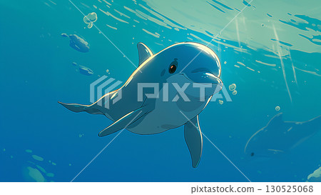游泳的海豚,卡通風格 游泳的海豚,卡通風格 130525068