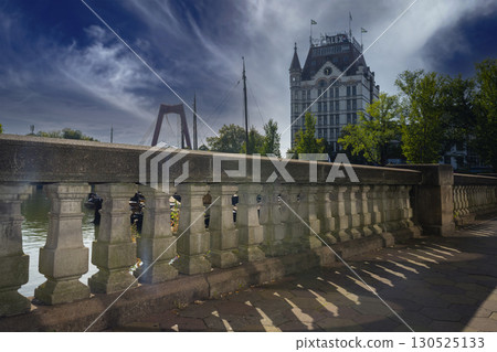 Rotterdam Netherlands - 06.09.2025,  view of Historic White House Rotterdam and Willemsbrug 130525133