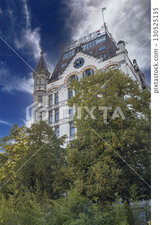 Rotterdam Netherlands - 06.09.2025, view of Historic White House Rotterdam and Willemsbrug Rotterdam Netherlands - 06.09.2025, view of Historic White House Rotterdam and Willemsbrug 130525135