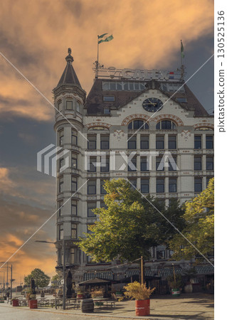 Rotterdam Netherlands - 06.09.2025, view of Historic White House Rotterdam and Willemsbrug Rotterdam Netherlands - 06.09.2025, view of Historic White House Rotterdam and Willemsbrug 130525136