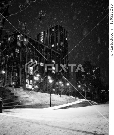 evening City covered in the snow evening City covered in the snow 130525289