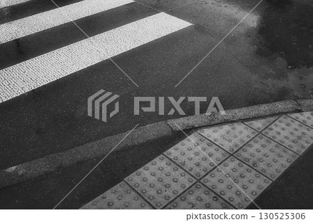 Urban Crosswalk on a Rainy Day 130525306