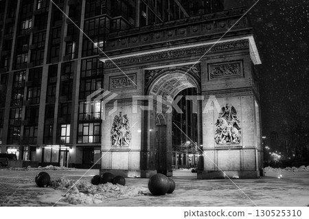 evening City covered in the snow evening City covered in the snow 130525310