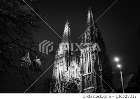 St. Nicholas Roman Catholic Church in black and white style, located in Kyiv St. Nicholas Roman Catholic Church in black and white style, located in Kyiv 130525312