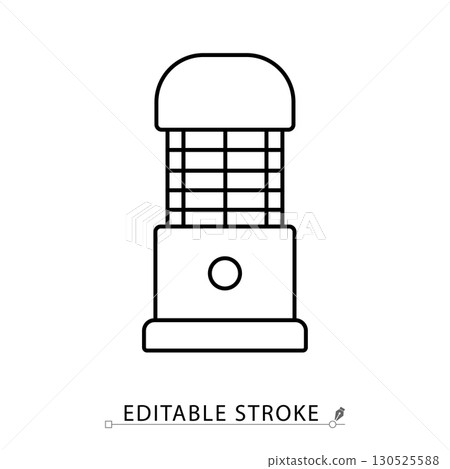 A mosquito killer lamp icon in minimalist style with editable stroke. Insect control symbol, home appliance element, pest object, outdoor concept, electric trap pictogram, protection design 130525588
