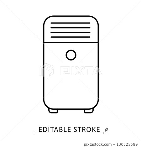 An air purifier icon in minimalist style with editable stroke. Home appliance symbol, air care element, household object, wellness concept, breathing pictogram, climate control design An air purifier icon in minimalist style with editable stroke. Home appliance symbol, air care element, household object, wellness concept, breathing pictogram, climate control design 130525589
