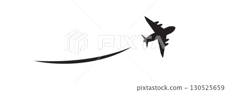 Plane departure vector icon, take off airplane silhouette. Airport simple symbol, takeoff plane 130525659