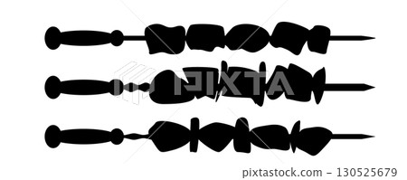 Skewer vector icon, kebab logo. Shashlik silhouette, bbq stick pictogram Skewer vector icon, kebab logo. Shashlik silhouette, bbq stick pictogram 130525679