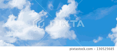 Blue sky with white clouds, summer cloudy clear sky background, heaven watercolor imitation 130525685