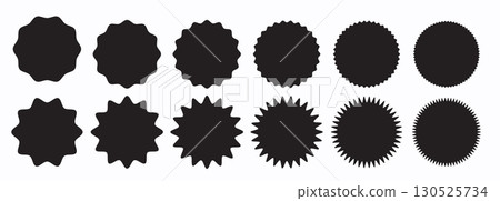 Wavy shape set, zigzag frames. Scallop borders, round zig zag edge vector stamp 130525734
