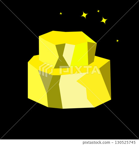 Gold nugget stone. Yellow ore in black min, pyrite game icon, chalcopyrite rock in goldmine Gold nugget stone. Yellow ore in black min, pyrite game icon, chalcopyrite rock in goldmine 130525745