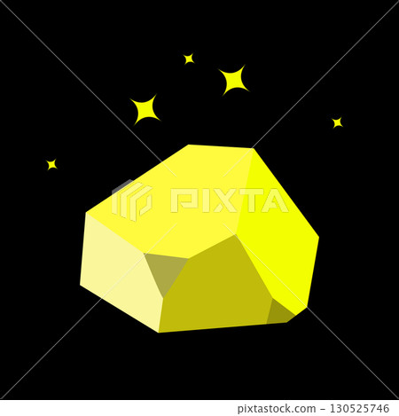 Gold nugget stone. Yellow ore in black min, pyrite game icon, chalcopyrite rock in goldmine 130525746