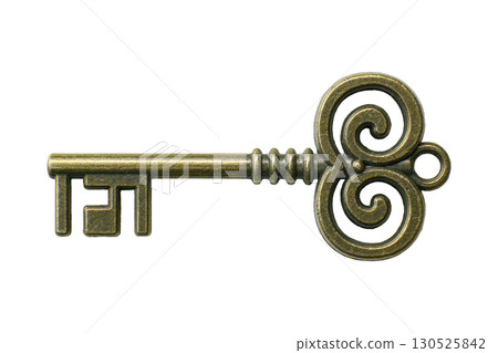 old vintage key isolated on a white background 130525842