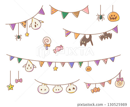 Cute Halloween garland illustration material set Cute Halloween garland illustration material set 130525989