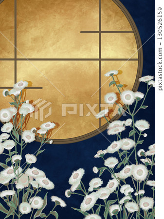 Dandelions reflected in a Japanese-style lattice window 130526159