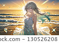 Sunset sea and female portrait Sunset sea and female portrait 130526208