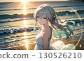 Sunset sea and female portrait Sunset sea and female portrait 130526210