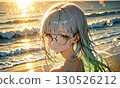 Sunset sea and female portrait Sunset sea and female portrait 130526212