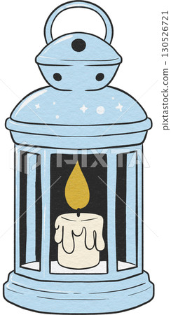 Cozy candle and lantern decoration glowing warmly, perfect for Christmas and festive holiday decor. 130526721
