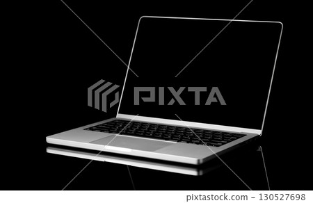 Laptop with a blank screen isolated on a black background Laptop with a blank screen isolated on a black background 130527698