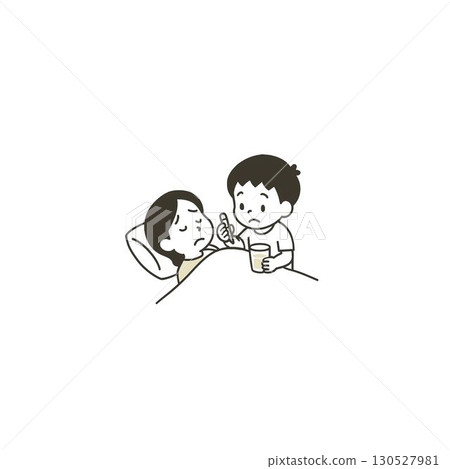 Boy nursing his sick mother 3 Boy nursing his sick mother 3 130527981