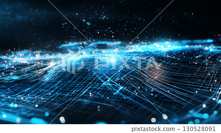 Glowing blue tech grid on a dark background, giving a high-tech digital interface feel. Great for IT, data, and tech-focused designs. 130528091