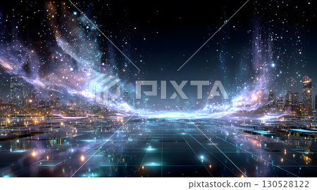 Glowing blue tech grid on a dark background, giving a high-tech digital interface feel. Great for IT, data, and tech-focused designs. 130528122