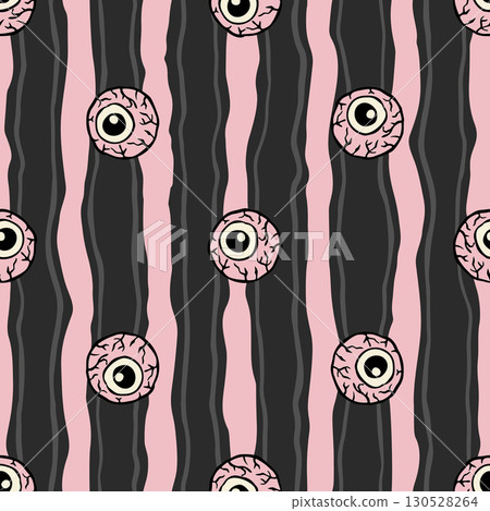 Retro Halloween Eyeball Eye Monster Seamless Pattern Vector Background Vintage Horror Stripped Stripes Creepy BG Retro Halloween Eyeball Eye Monster Seamless Pattern Vector Background Vintage Horror Stripped Stripes Creepy BG 130528264
