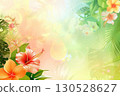 A vibrant and colorful background featuring various flowers and leaves on it. AI-generated content. 130528627