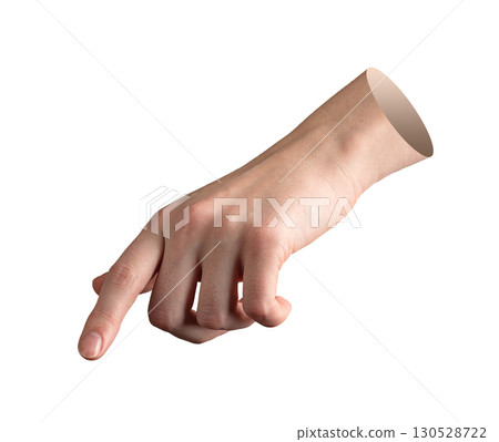 Finger pointing down, hand gesture with index tip extended, press touch signal, guide pointer Finger pointing down, hand gesture with index tip extended, press touch signal, guide pointer 130528722