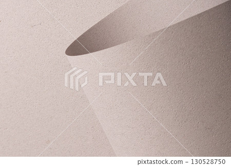 Gray greige beige paper texture with rolling fold edge. Premium designer paper in pastel, Gray greige beige paper texture with rolling fold edge. Premium designer paper in pastel, 130528750