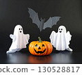 萬聖節鬼娃娃、南瓜和蝙蝠展示 130528817