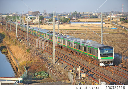Tohoku Main Line, Kurihashi-Higashiwashimiya, JR East, E233 series 3000 series, U631 (Oyama) Tohoku Main Line, Kurihashi-Higashiwashimiya, JR East, E233 series 3000 series, U631 (Oyama) 130529218