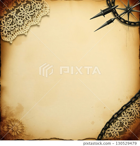 Antique styled paper background with lace details. 130529479