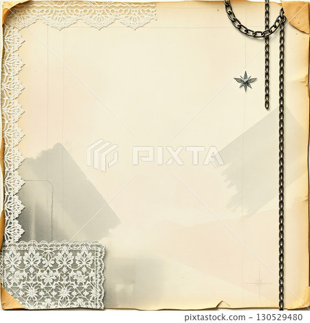 Antique styled paper background with lace details. 130529480