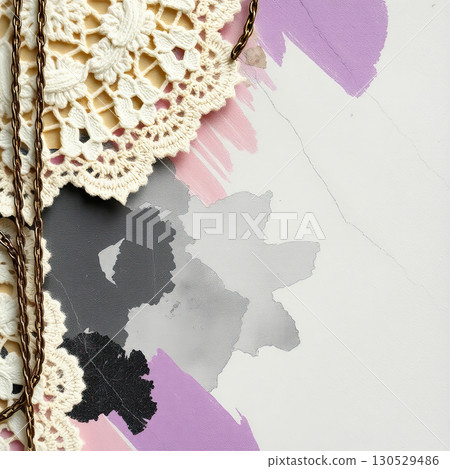 Antique styled paper background with lace details. 130529486